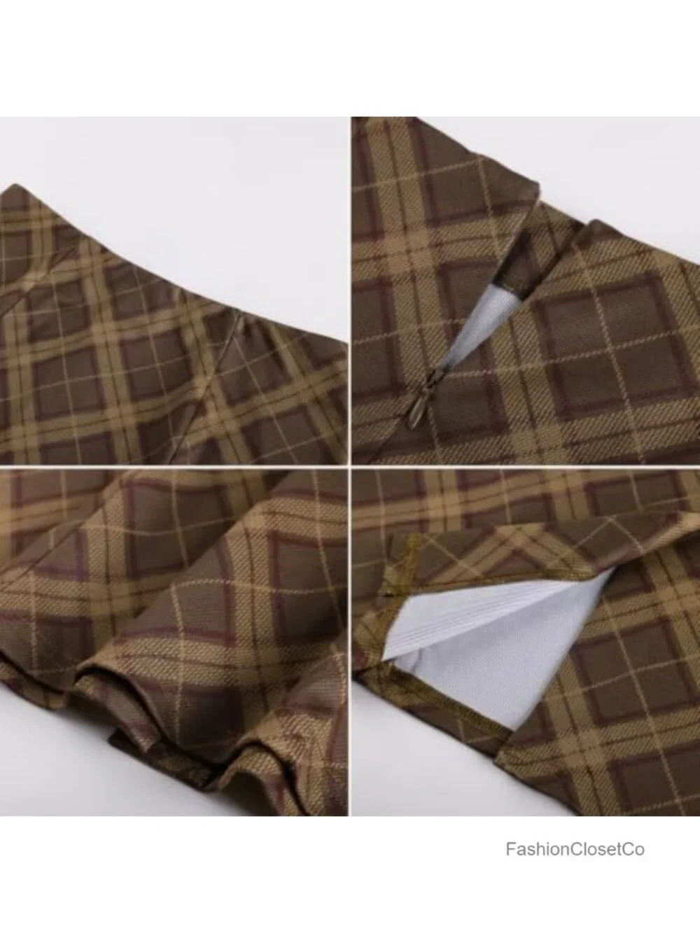 Women's High Waist Plaid Bodycon Pencil Skirt Knee Length